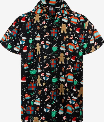King Kameha Hemd 'Christmas Gingerbread' in Schwarz: Vorderseite