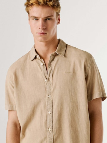 Pepe Jeans Regular fit Button Up Shirt 'Percy' in Beige