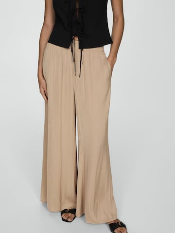 MANGO Wide Leg Bukser 'MOON' i beige: forside