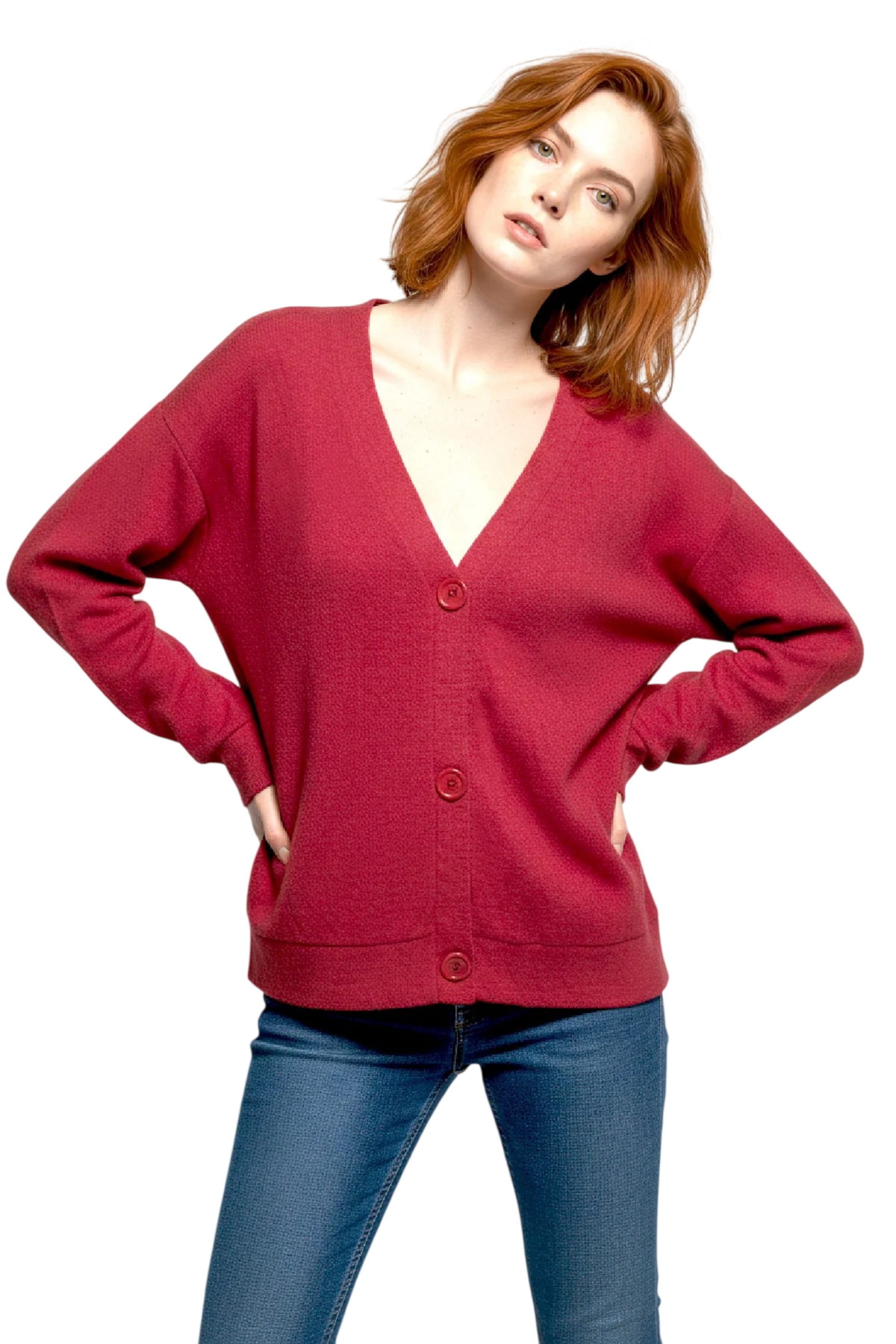 Alexa Dash Strickjacke in Rot: Vorderseite