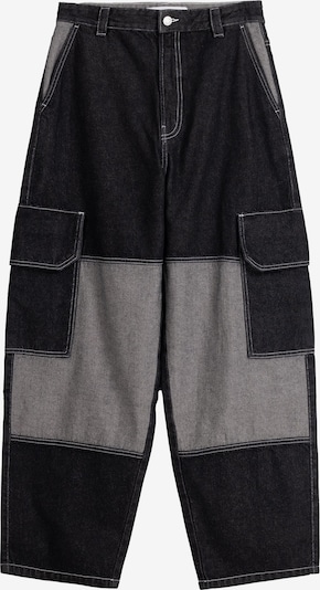 Bershka Jeans cargo en gris denim / noir denim, Vue avec produit