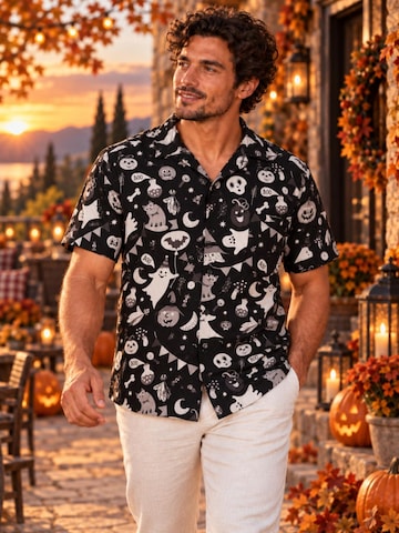 King Kameha Shirt 'Helloween Pumpkin Ghost' in Grijs