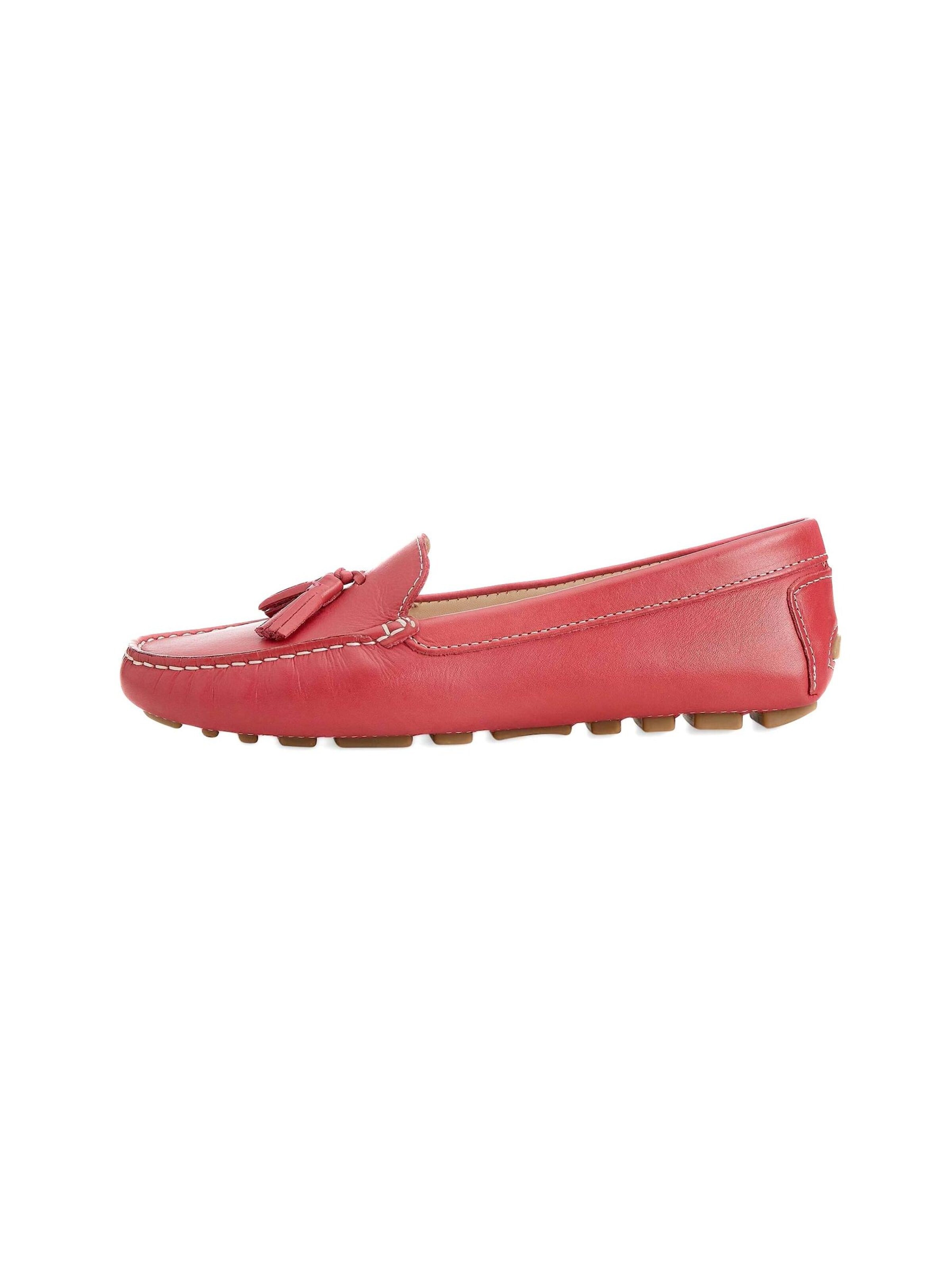 Mocassino 'Caviúna Damen Tassel Loafer Kalbsleder Himbeer Flach' di Mangara Atelier in rosa: frontale