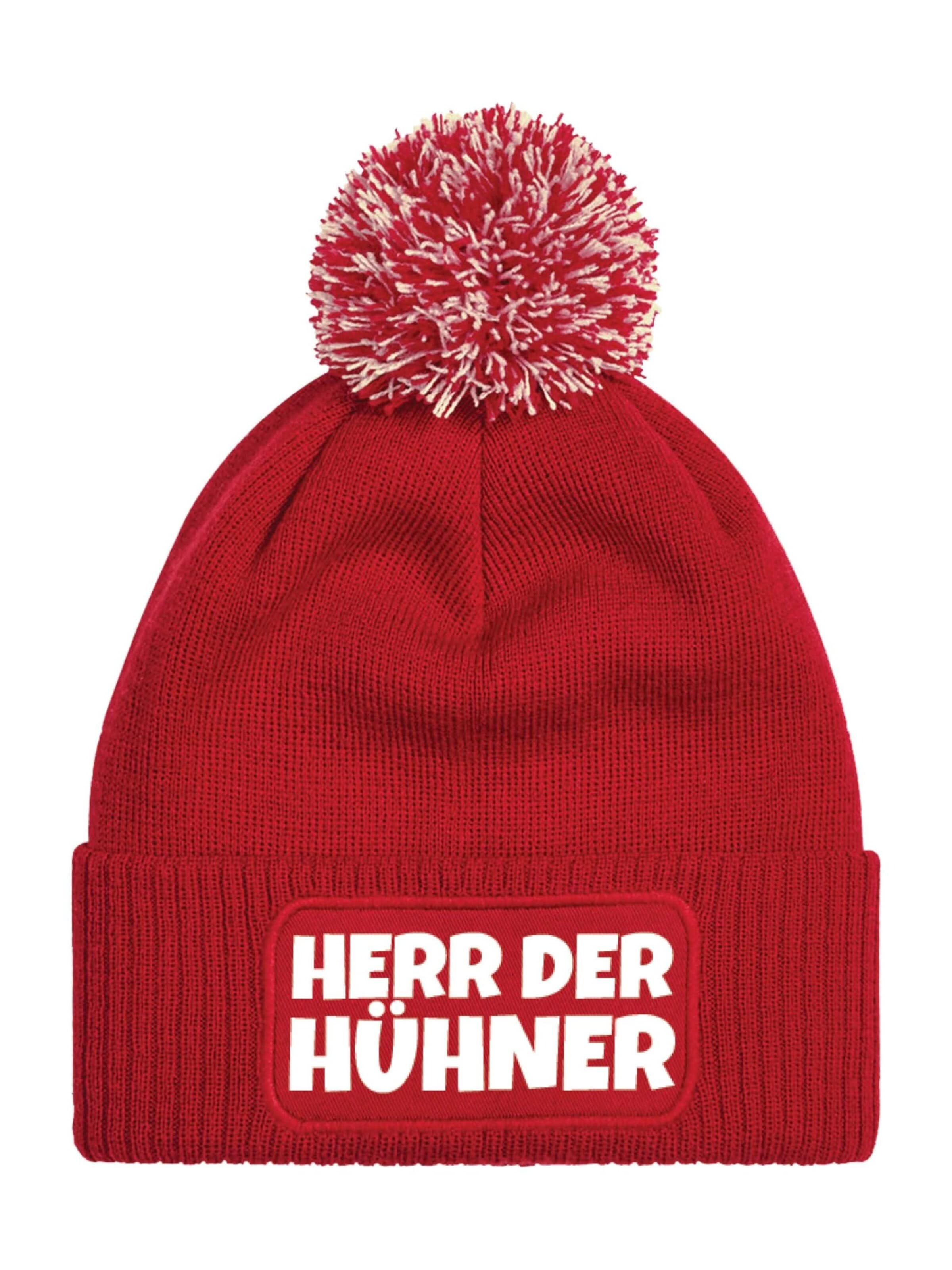 Youth Designz Beanie 'Herr der Hühner' in Red: front