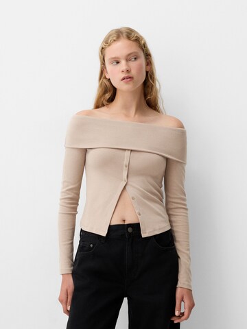 Bershka Shirt in Beige: voorkant