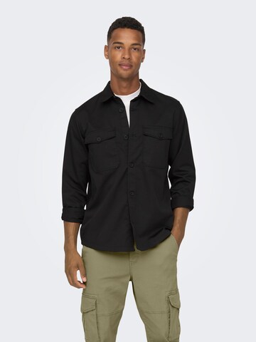 Only & Sons Comfort fit Button Up Shirt 'Milo' in Black