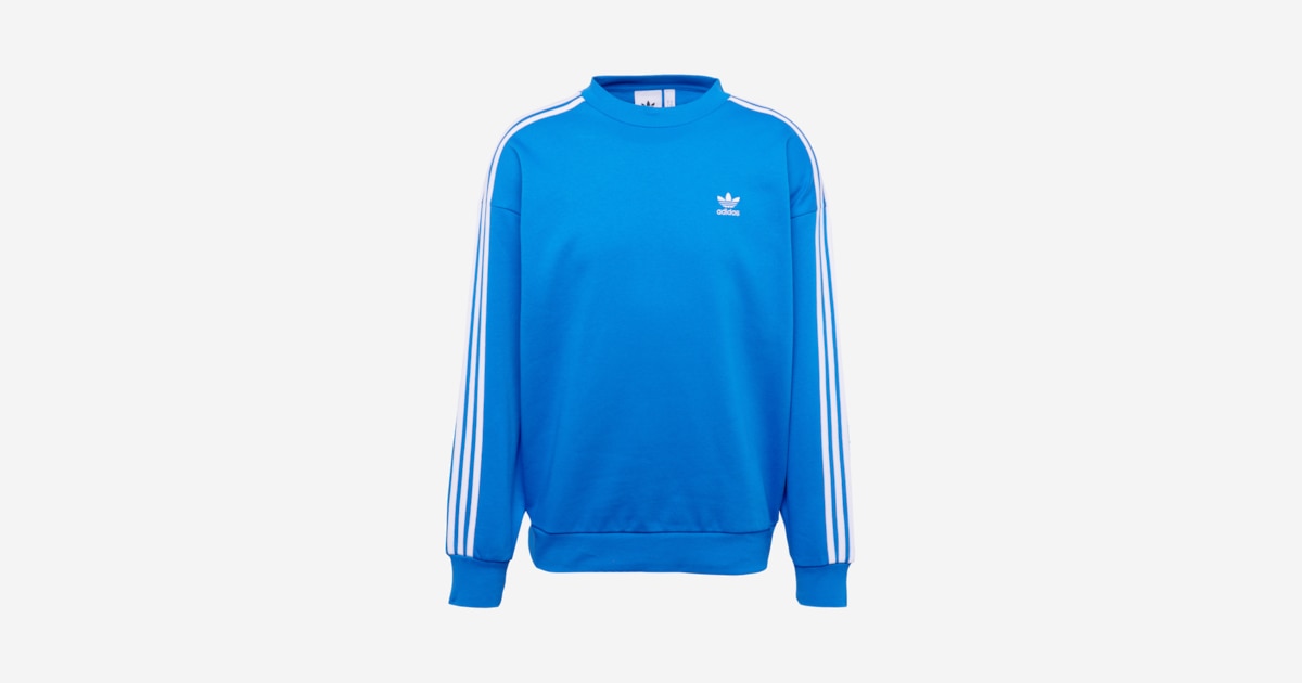 Adidas originals three stripe sweatshirt in blue shop
