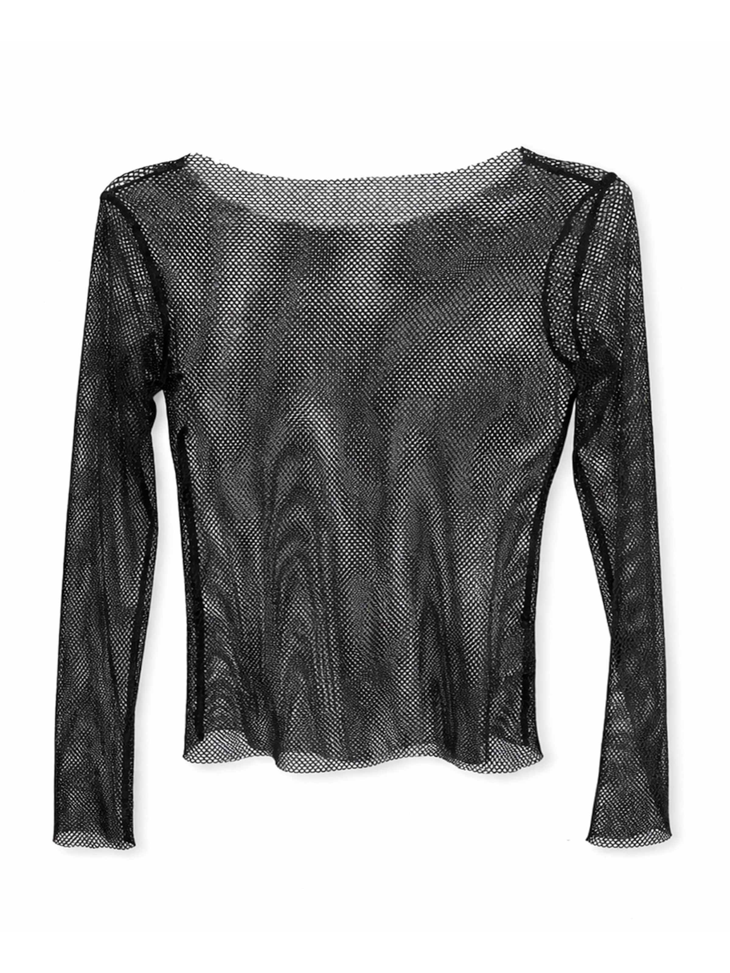 Nightini Top 'Black Sheer Mesh Top' in Black: front