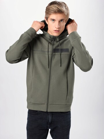 BOSS Green - Ajuste regular Sudadera con cremallera 'Saggy' en verde: frente