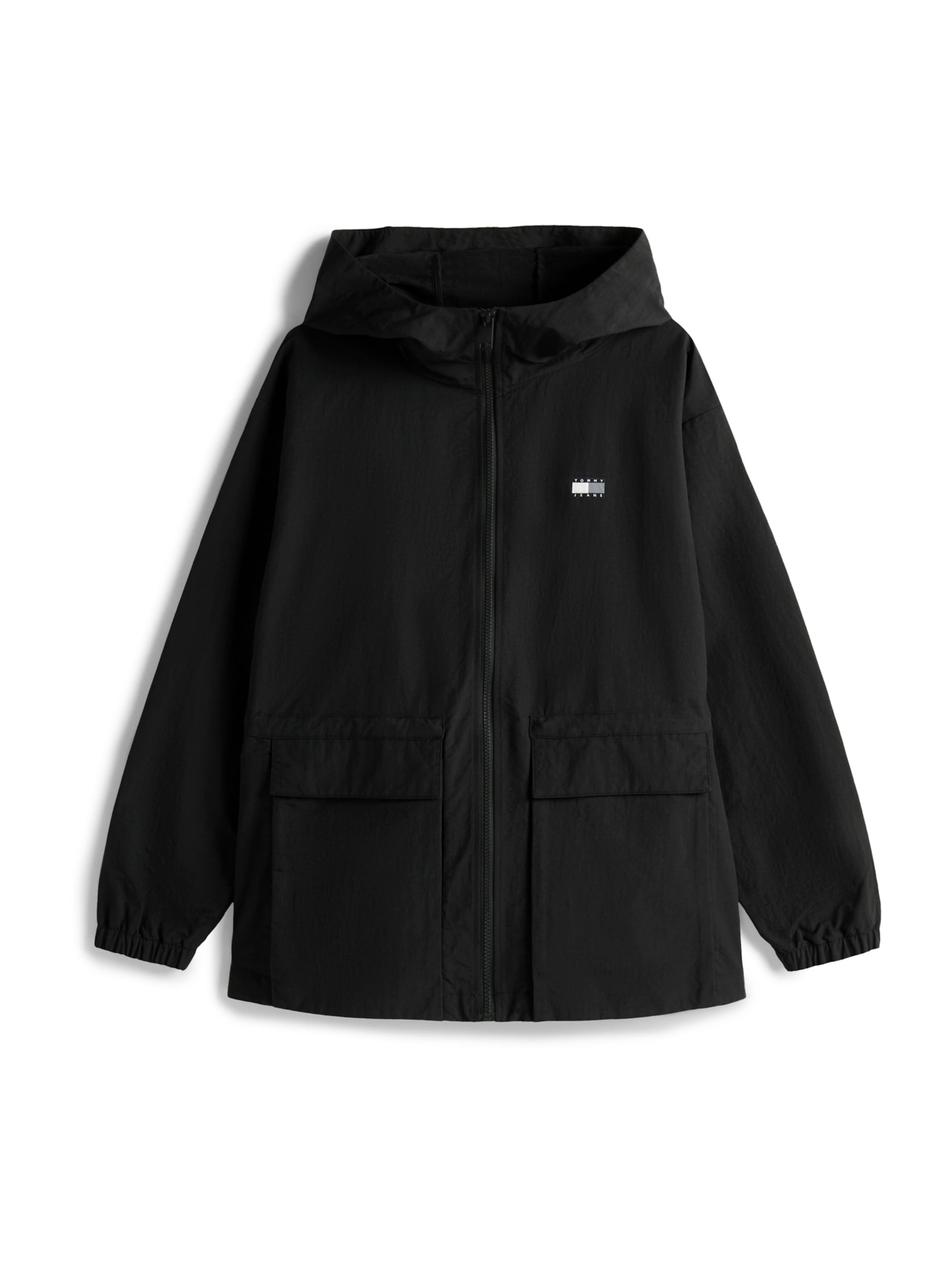 Tommy Jeans Φθινοπωρινό και ανοιξιάτικο μπουφάν σε μαύρο: μπροστά