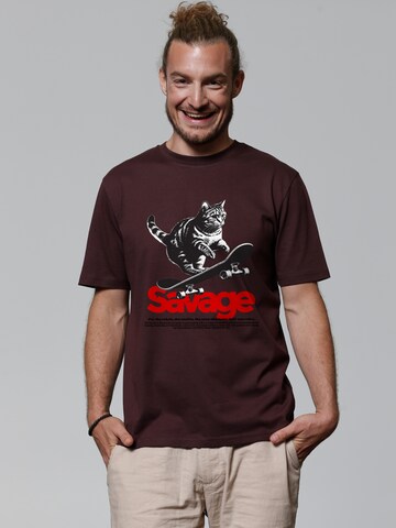 Watapparel Shirt 'Savage cat' in Red: front