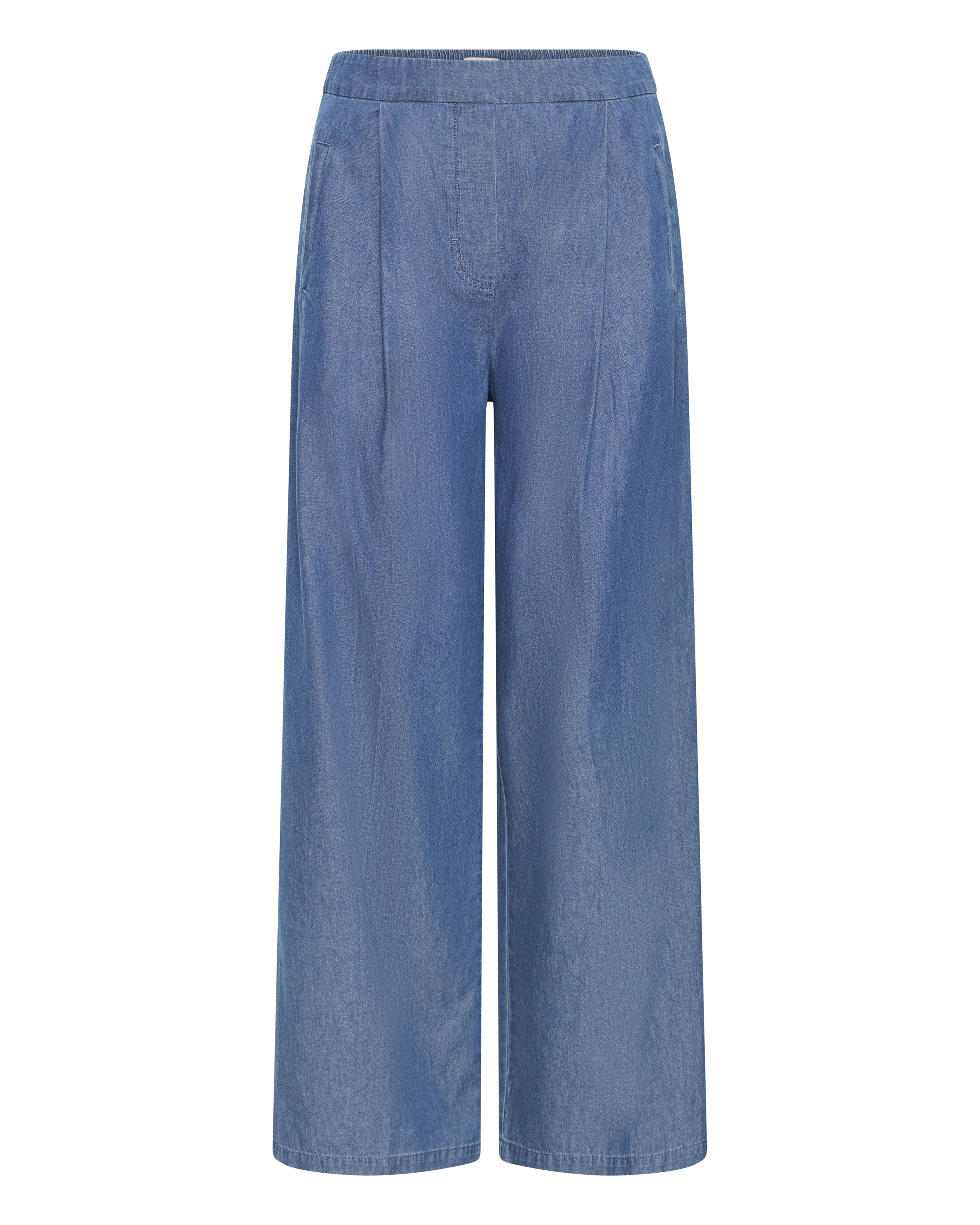 ICHI Wide leg Bandplooi jeans 'IHXaurora' in Blauw: voorkant