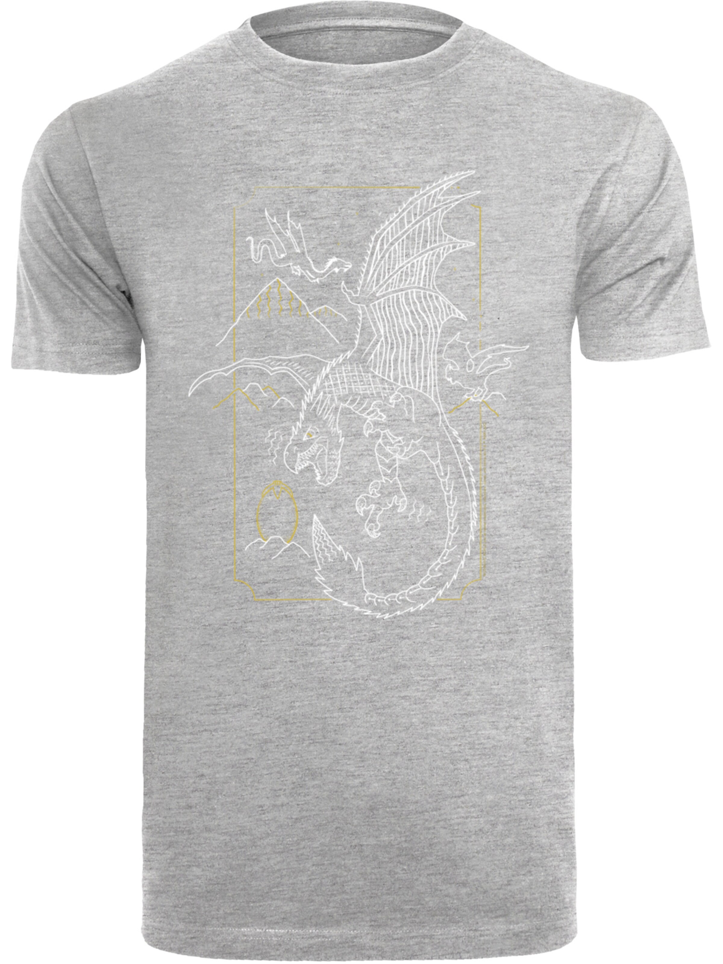 F4NT4STIC Shirt 'Harry Potter Dragon Line Art' in Grey: front