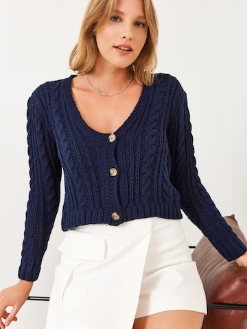 Bianco Lucci Плетена жилетка в синьо: отпред