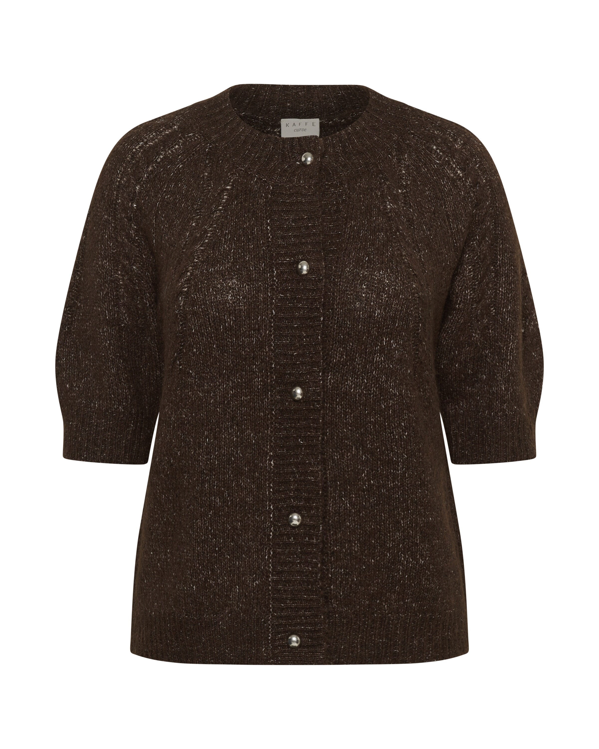 KAFFE CURVE Gebreid vest 'KCciony' in Bruin: voorkant