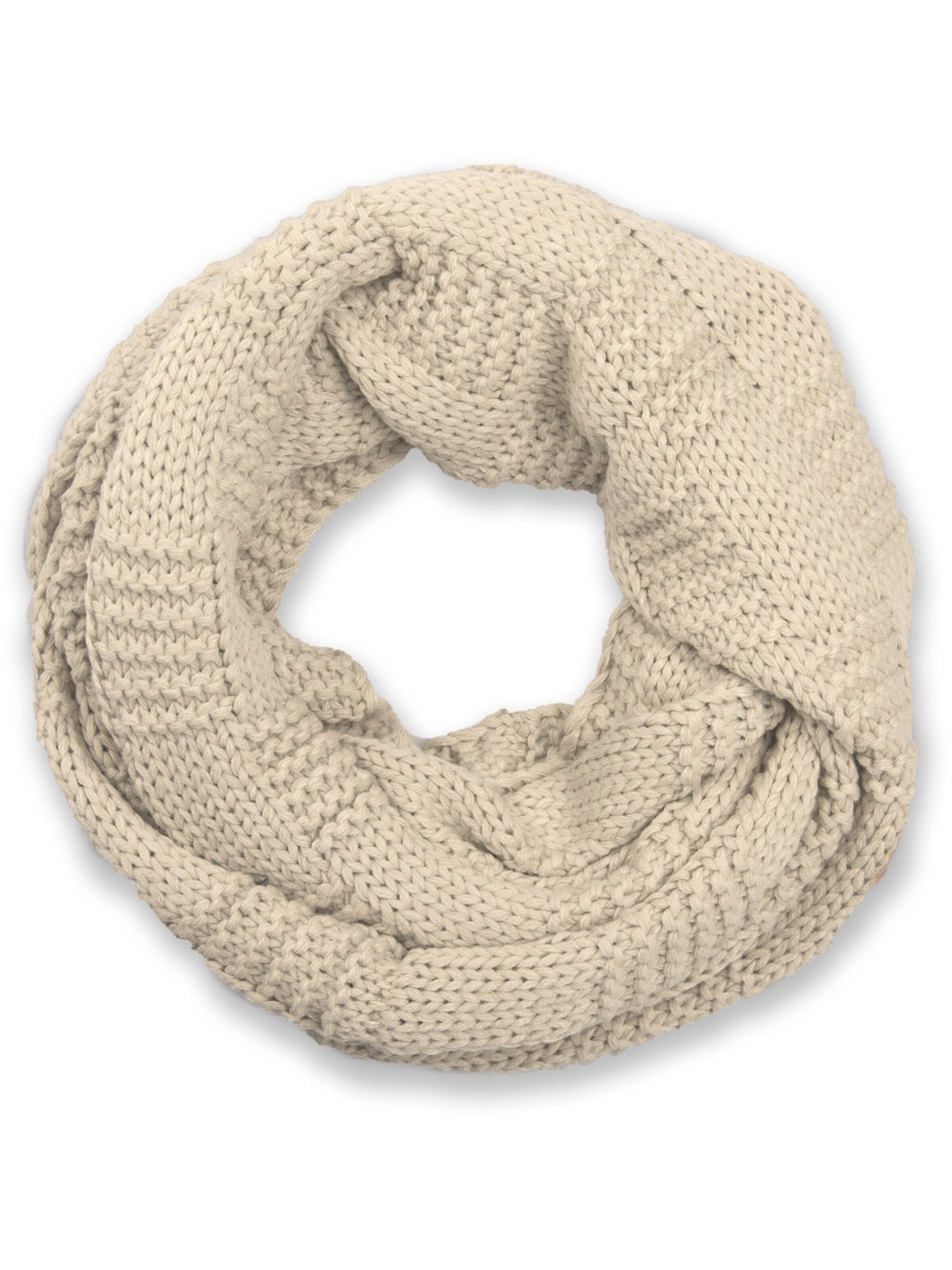 styleBREAKER Schlauchschal 'Feinstrick Loop mit Patentmuster'‌ in Beige: Vorderseite