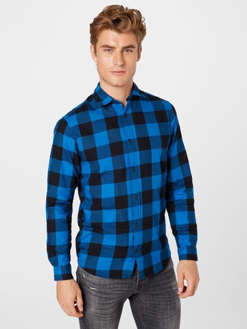 JACK & JONES Средняя посадка Рубашка 'JJEGingham' в Синий: спереди