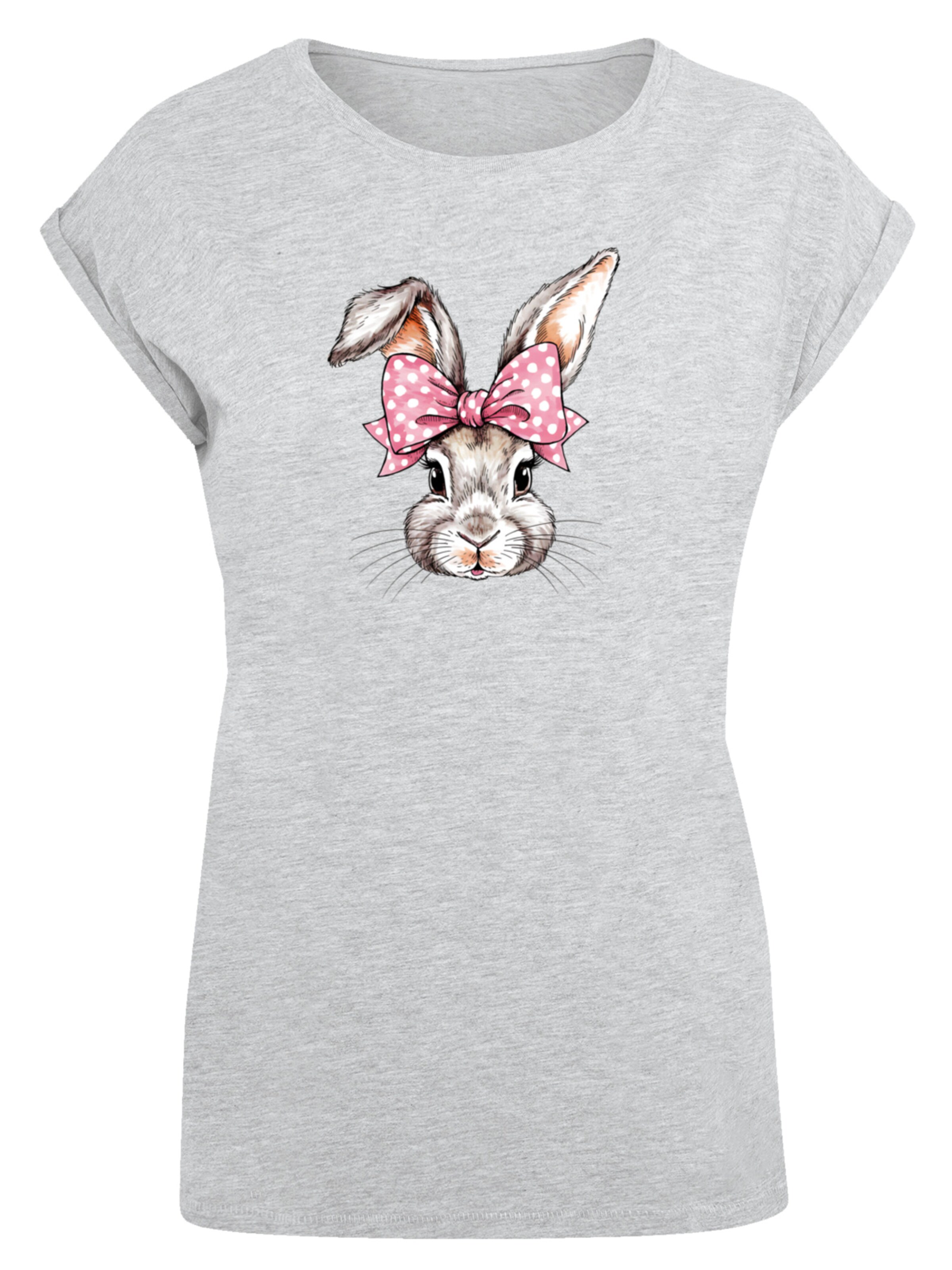 F4NT4STIC Shirt 'Niedlicher Hase mit Schleife' in Grijs: voorkant