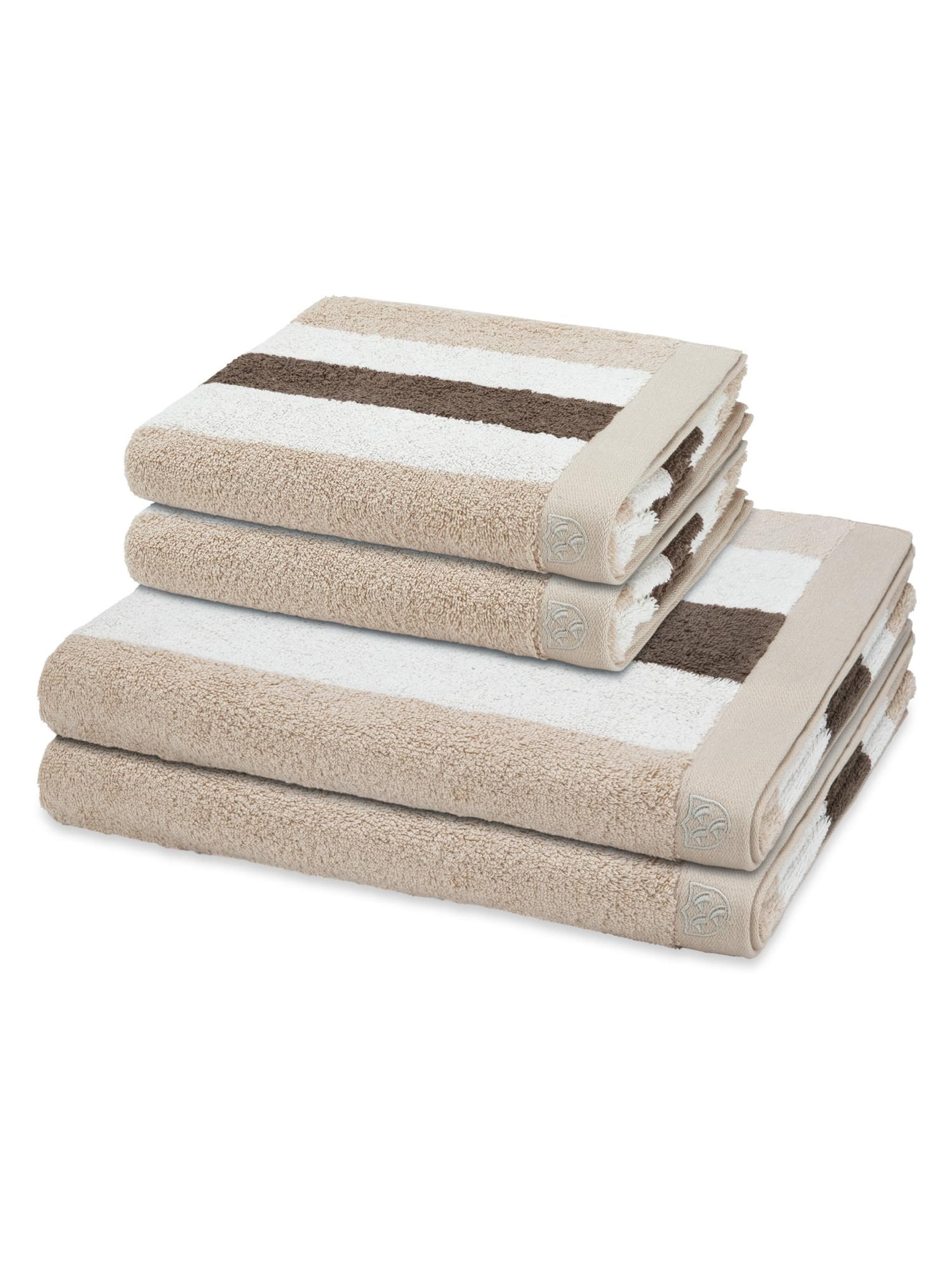ROSS Towel 'Doubleface Stripes' in Beige: front
