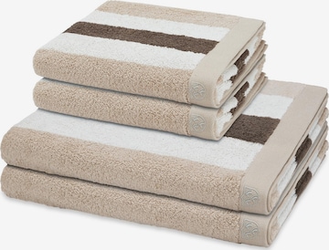 ROSS Towel 'Doubleface Stripes' in Beige: front