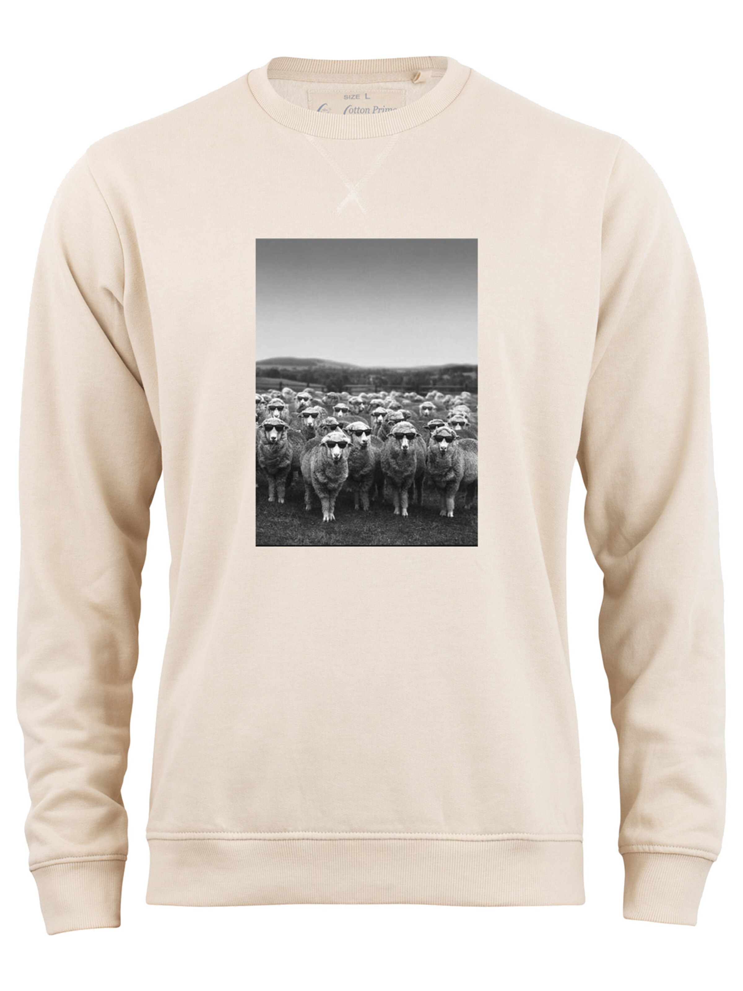 Felpa 'Schafe' di Cotton Prime in beige: frontale