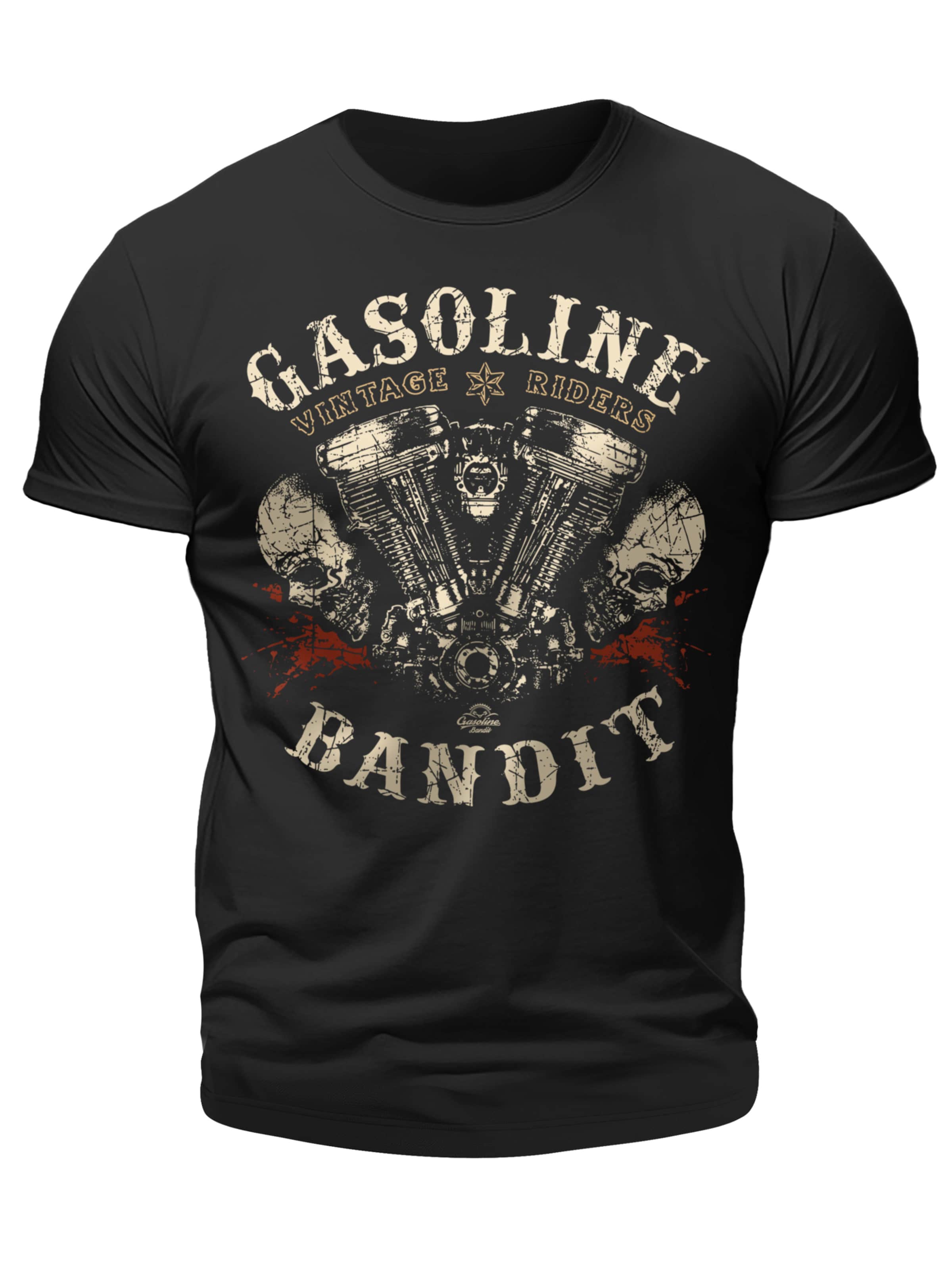 Gasoline Bandit Shirt 'Vintage Riders' in Black: front