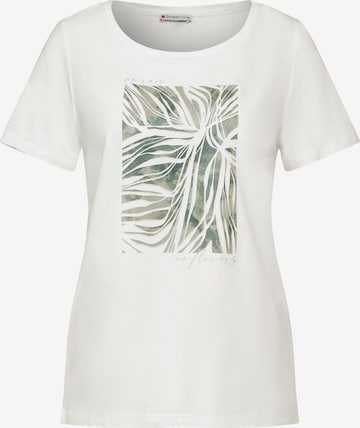 T-shirt 'Glossy Leaf' STREET ONE en blanc : devant