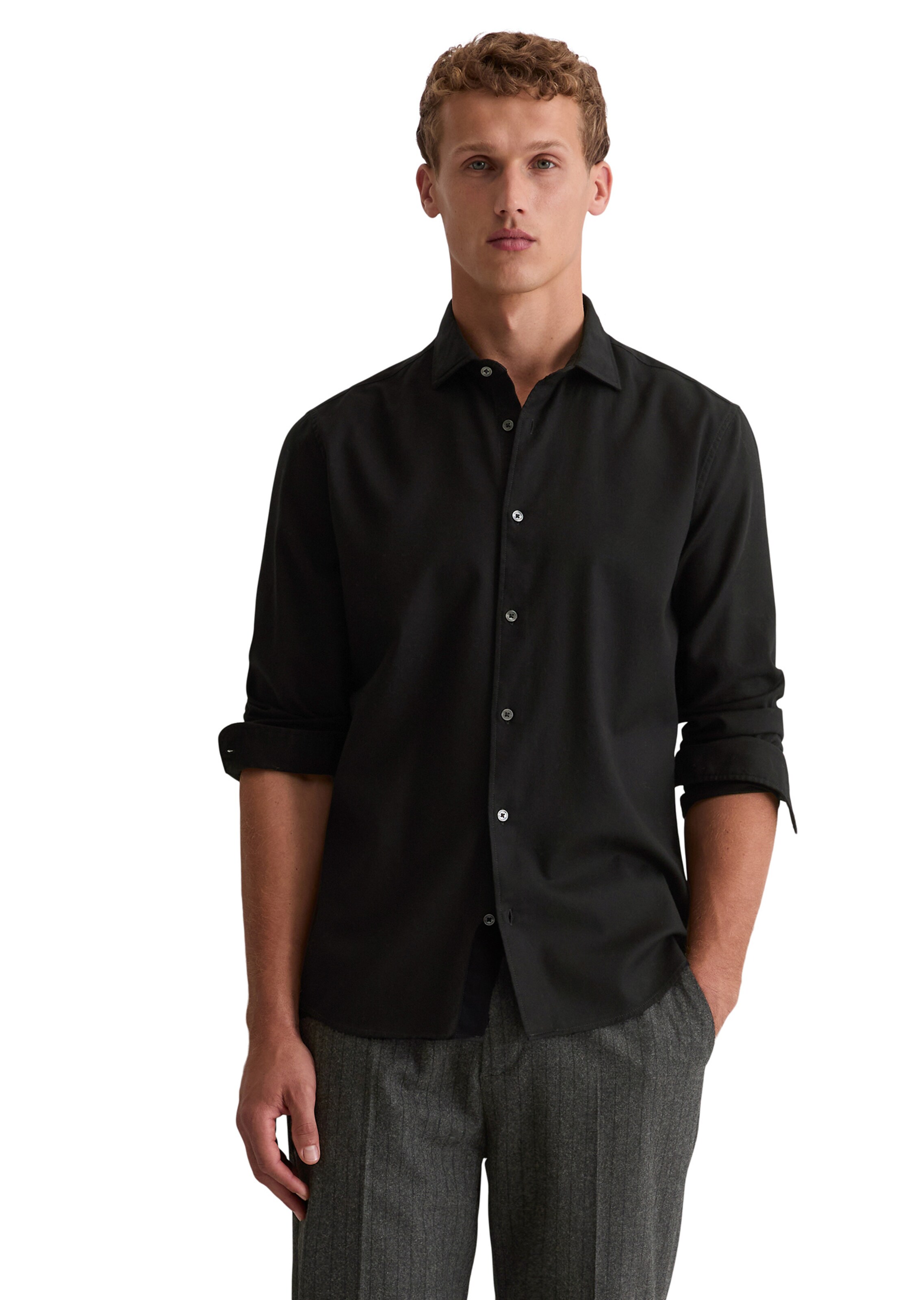 Marc O'Polo Rovný strih Košeľa - Čierna: predná strana