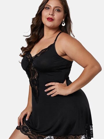 ORGANZA Lingerie Negligée 'Plus Size Negligé Set' in Schwarz: Vorderseite