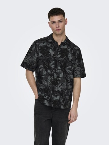 Only & Sons Comfort fit Overhemd in Zwart: voorkant
