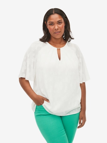 Zizzi Blouse 'MABBY' in Wit: voorkant