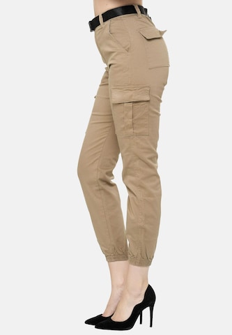 Elara Slimfit Cargobroek in Beige