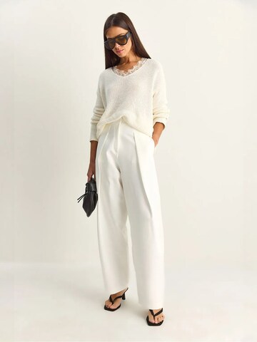 Wide Leg Pantalon à pince Bianco Lucci en blanc