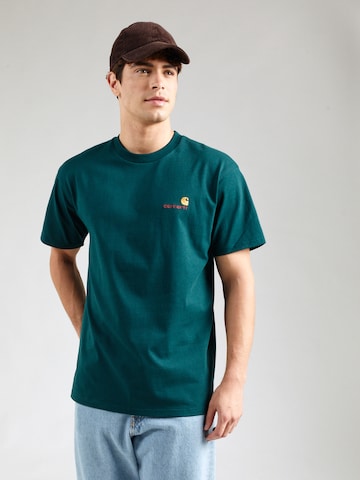 Carhartt WIP - Camiseta 'American Script' en verde: frente
