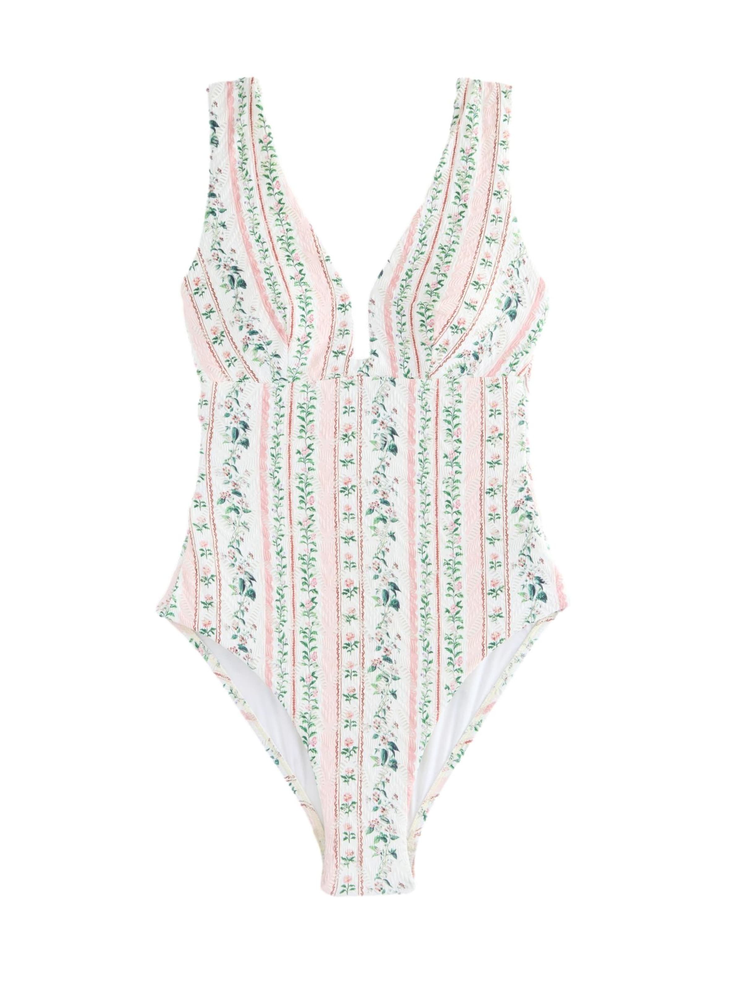 Next Swimsuit in Green / Dark green / Rose / White, Item view