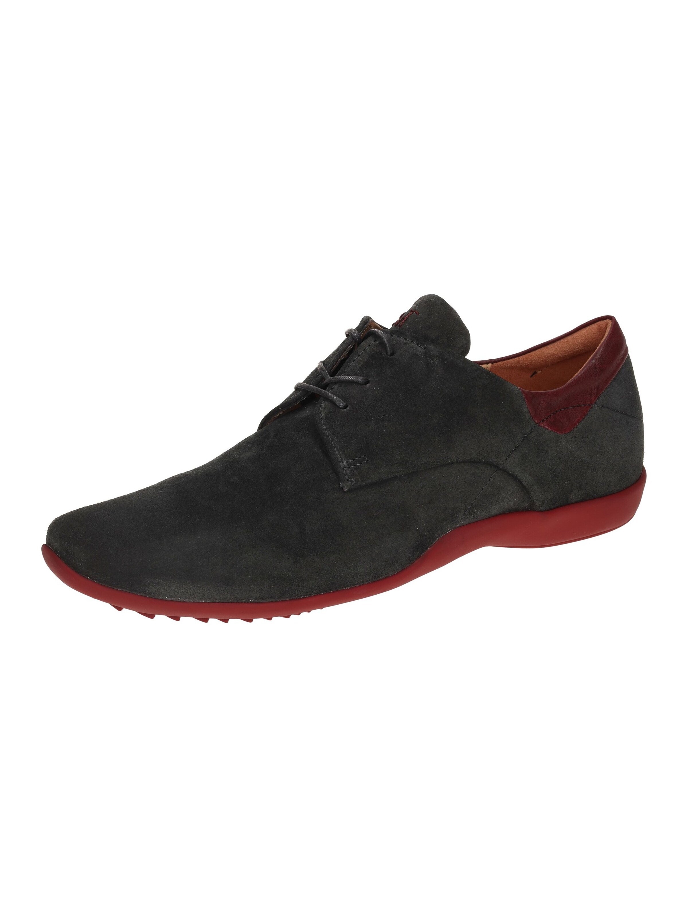 THINK! Lace-Up Shoes 'Think Stone Schuhe schwarz rot Velour 275' in Black: front