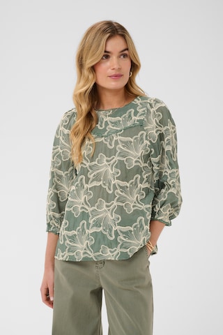 Cream Blouse in Groen: voorkant