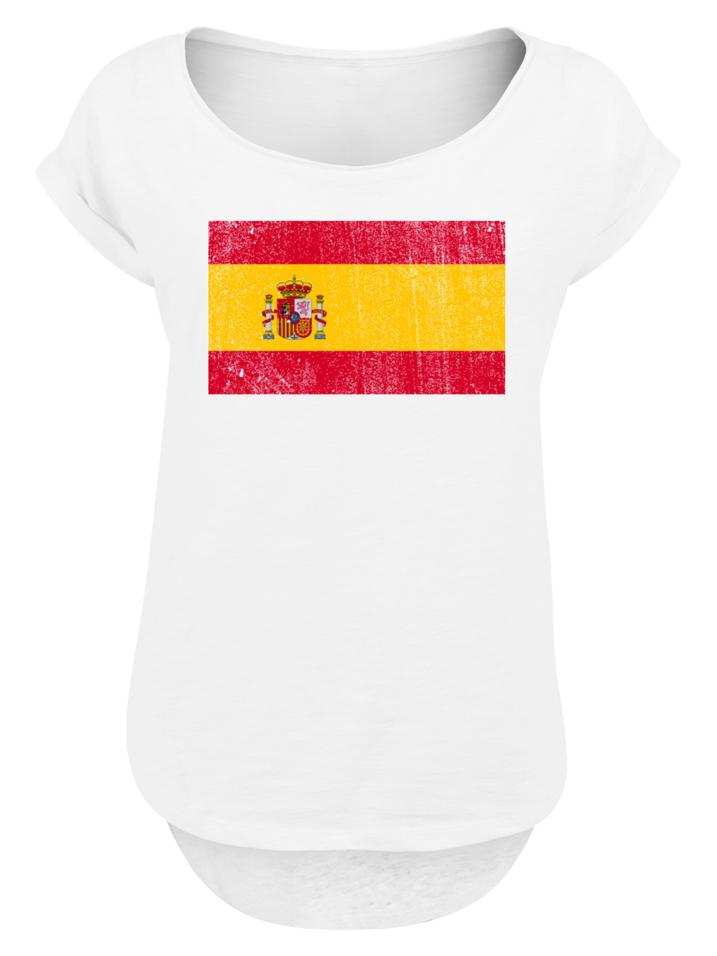 F4NT4STIC Shirt 'Spain Spanien Flagge distressed' in White: front