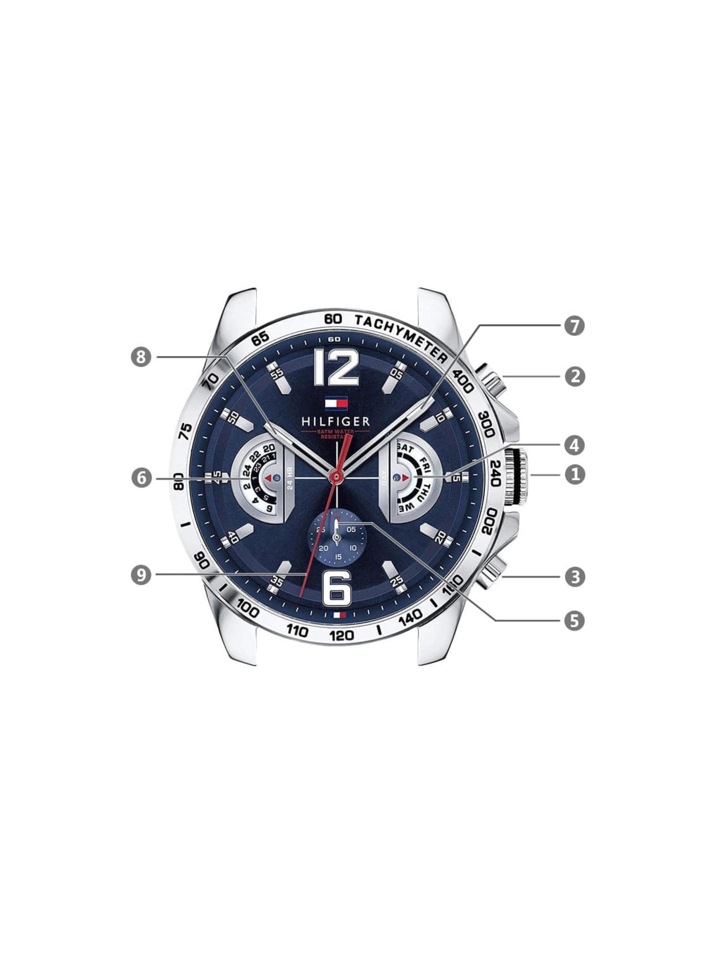 TOMMY HILFIGER Analoguhr 'Montre Homme Tommy Hilfiger Bleu Decker 1791476 Analogique Multifonction'‌‌‌‌‌‌‌‌ in Blau