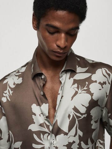 MANGO MAN Regular fit Button Up Shirt 'Mauit' in Brown