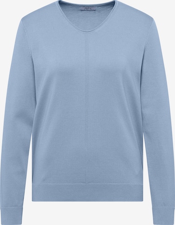 CECIL Basic Pullover mit V-Neck in Unifarbe in Blau: Vorderseite