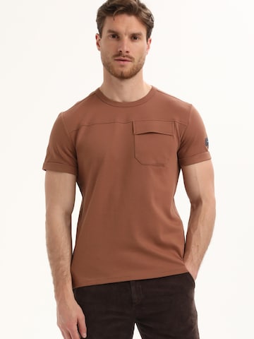 Gabbiano Shirt 'Interlock Diagonal' in Brown: front