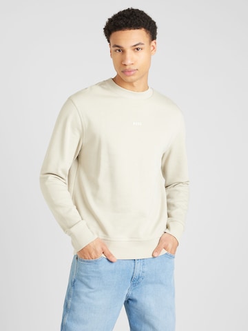 Sweat-shirt BOSS en beige : devant