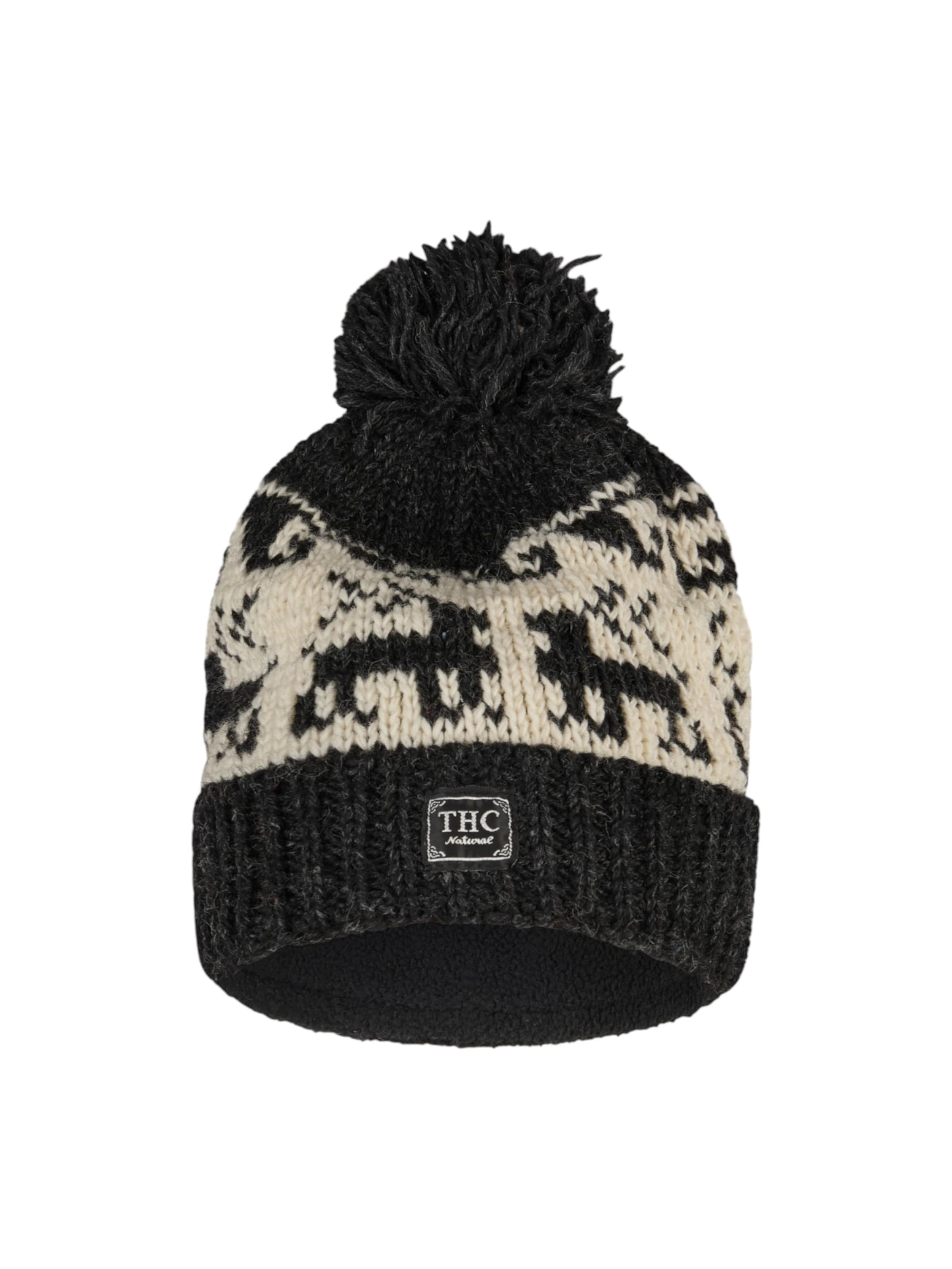 THC Natural Line Beanie 'THC 606' in Black: front