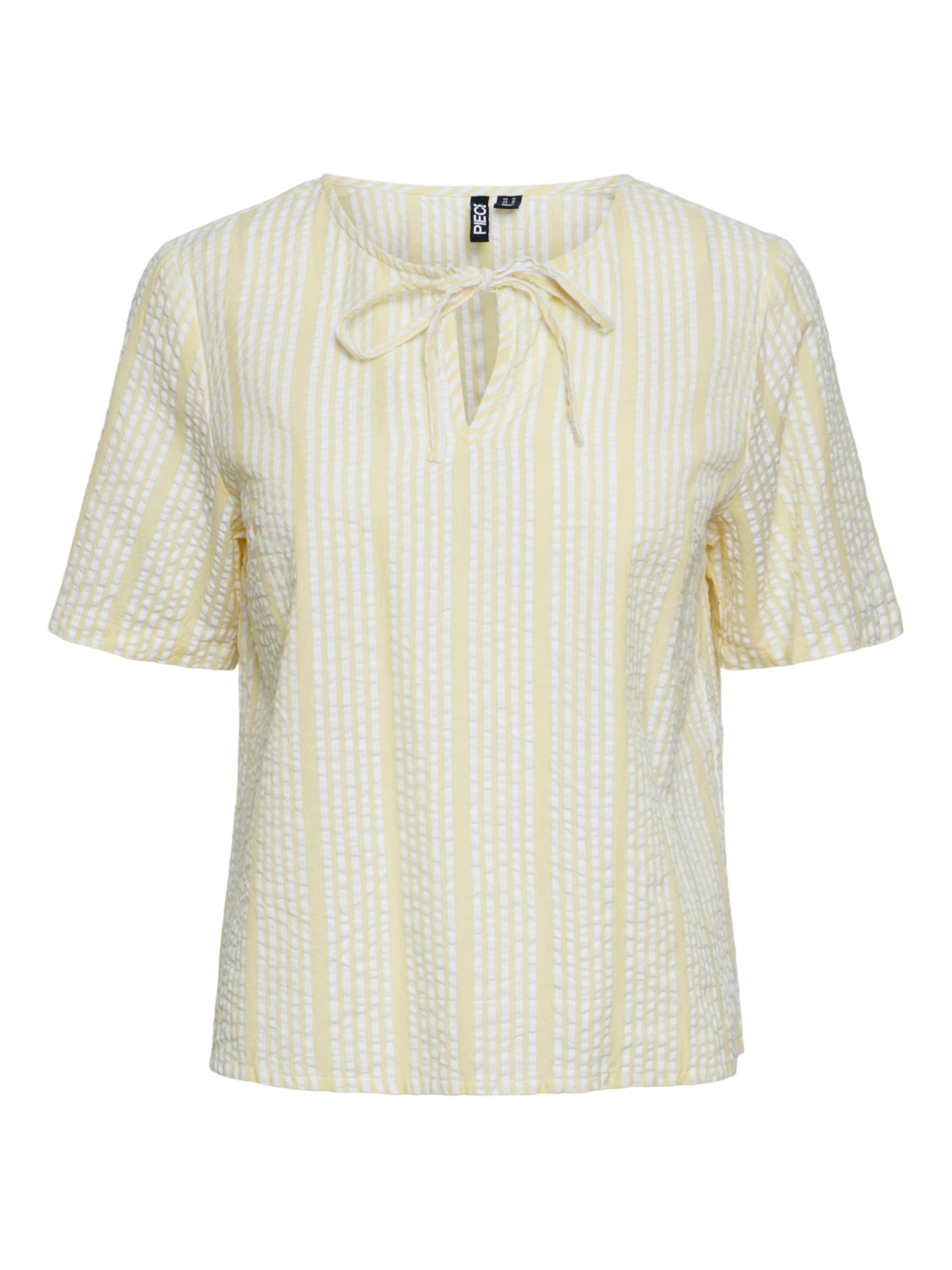 világos sárga / fehér PIECES Blúz 'PCTessa', Termék nézet