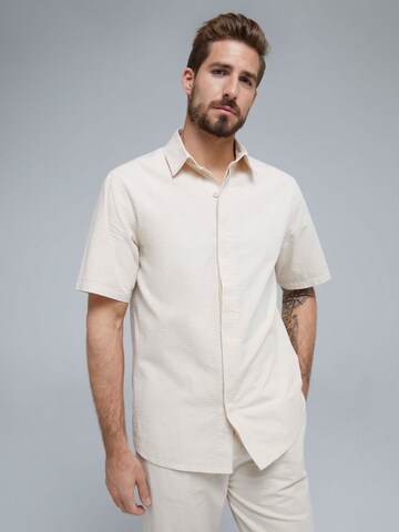 ABOUT YOU x Kevin Trapp Regular fit Button Up Shirt 'Harun' in Beige: front