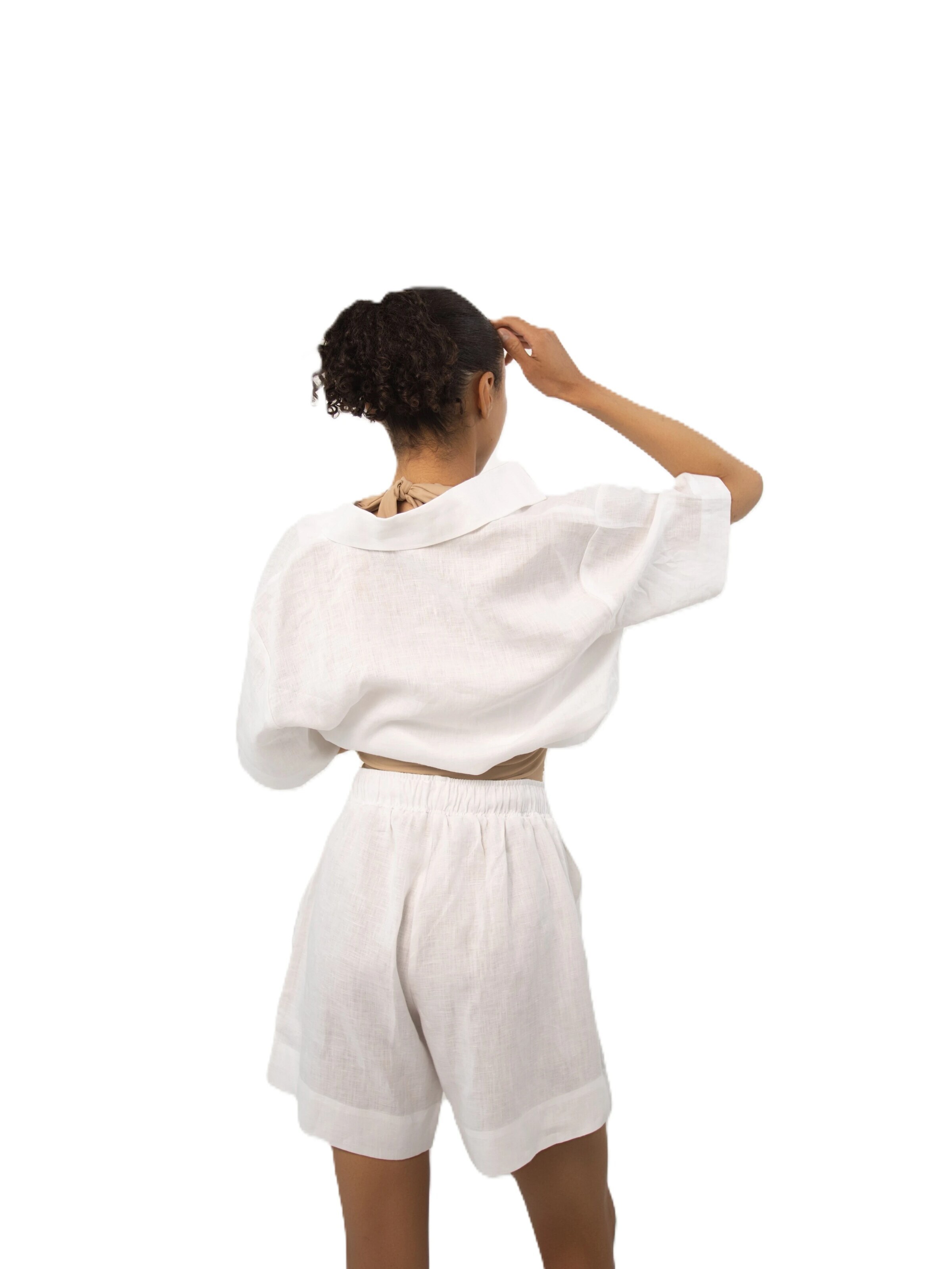 BREEZERA Wide leg Pants 'Leinenshorts' in White