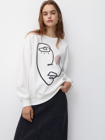 Pull&Bear Sweatshirt i vit: framsida