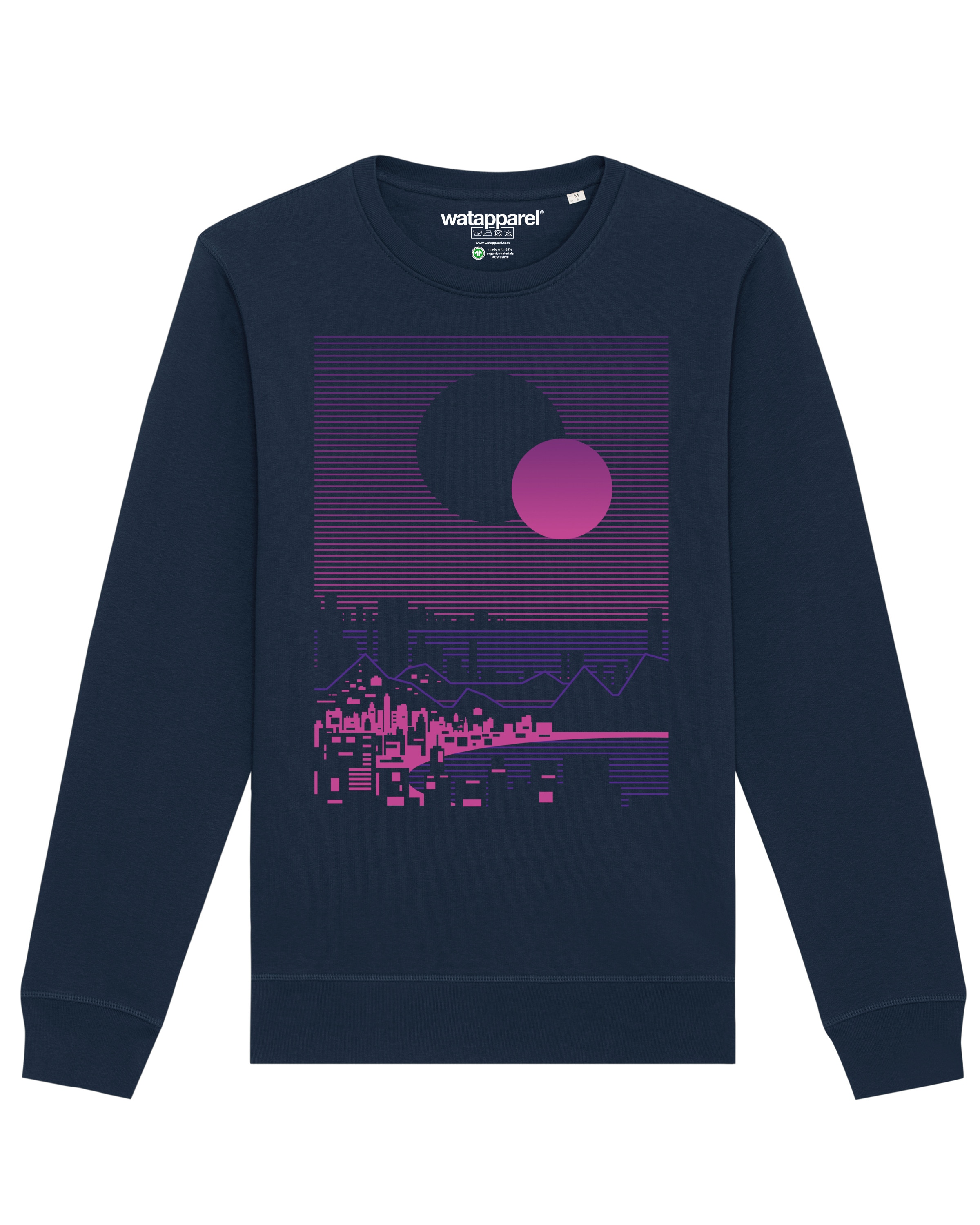 Watapparel Sweatshirt ' Sun and Moon Skyline ' in Blauw: voorkant