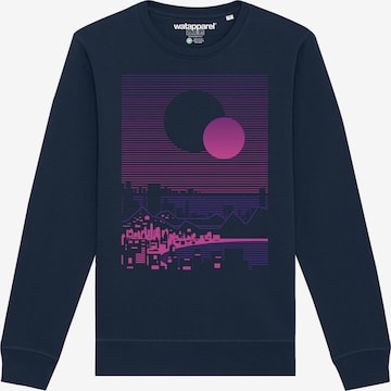 Watapparel Sweatshirt ' Sun and Moon Skyline ' in Blauw: voorkant